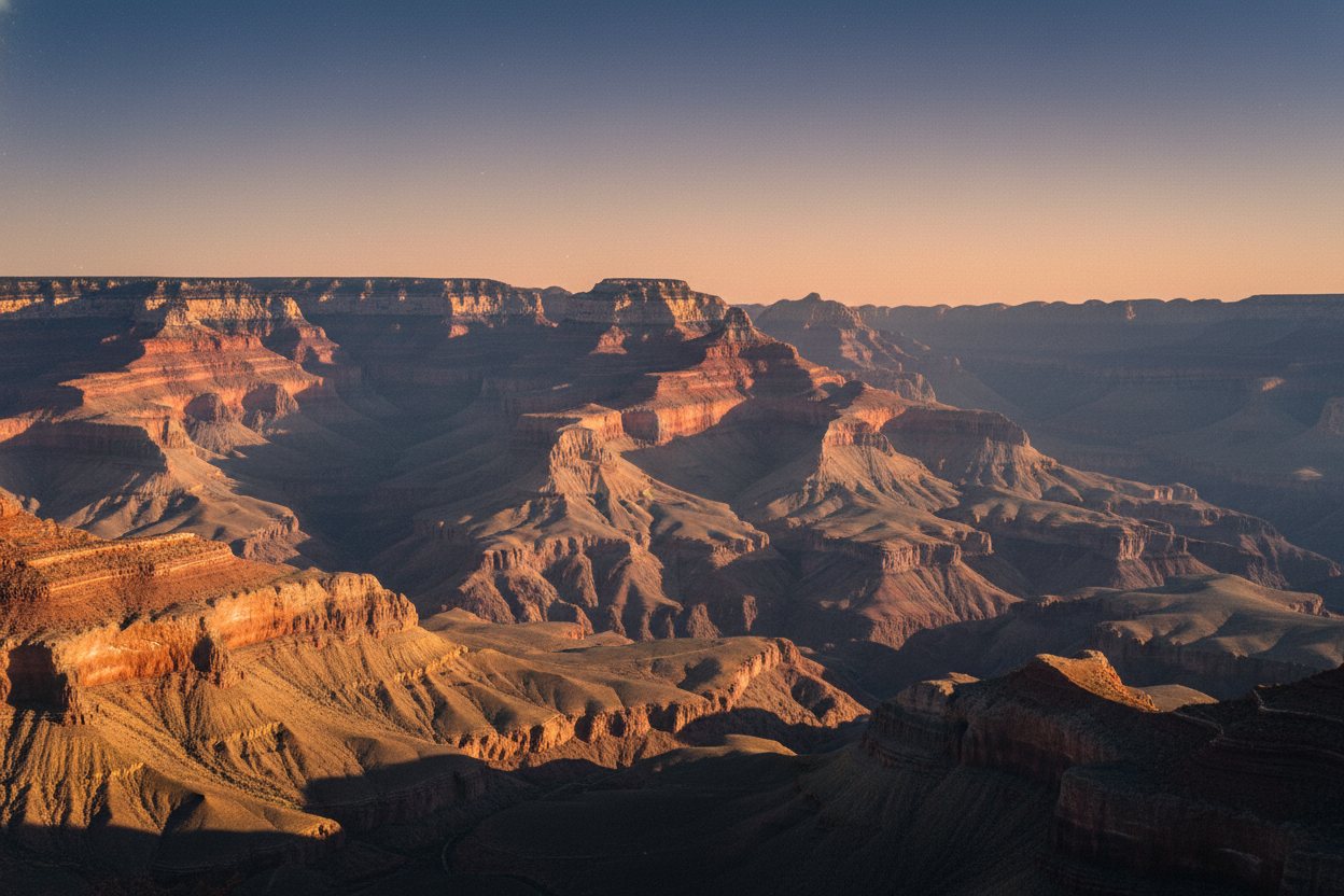The deep classic vista of the Grand Canyon South Rim.